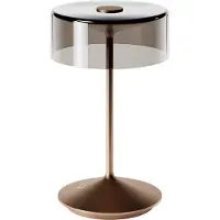 Sigor Numotion LED oppladbar bordlampe, bronse, glass, IP54, dimbar