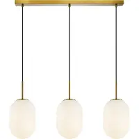 Eko-Light Hengelampe Alias, metall gullfarget opalglas, 3 lyskilder lang