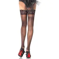 Leg avenue Sorte stockings med søm og blonde