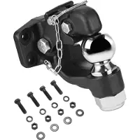 Vevor Pintle Crok, 9000 kg slepekapasitet, Tilhengerfester med mottakerkrok, kombinasjon av 2,5/40 cm tilhengerkule, passer til 2,5 til 3 tommers Lunette-ring med monteringssett, slitesterk, svart pul