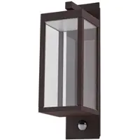 LUCANDE utendørs LED-vegglampe Ferdinand, rustfarget, sensor, IP54