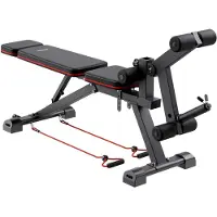 Vevor vektbenk, 800lbs justerbar vektbenkpress for fullkroppstrening, treningsbenk med sit-up-funksjon for styrketrening hjemme, flat benk med benforlengelse, prekerpute, rask justering