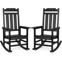 Vevor 2 stk. veranda-gyngestol, HIPS utendørs gyngestol, høyrygget terrasse-gyngestol med glatte armlener, støtter opptil 180 kg, for hage, balkong, veranda, svart