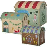 Rice Fun Fair Raffia Toy Baskets Oppbevaringskurv