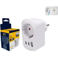 Van Der Meulen Stikkontaktadapter med stikkontakt og 2 USB-porter (C+A) – Hvit / USB-adapter / Stikkontaktfordeler