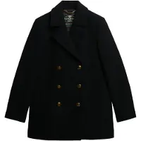 Superdry for woman. W5012100A Black double-breasted overcoat (10), Wool, Classic