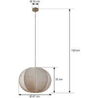 LINDBY Hengelampe Elfie, Ø 47 cm, beige, lin, E27