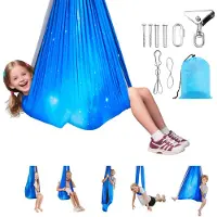 Vevor Sensorisk Huske, Dobbeltlags Stoff Hengekøye, Innendørs og Utendørs Sensorisk Huske med 360° Svingbar Henger, O-Slynge, Holder opptil 136,07 kg, Justerbar Aerial Yoga, Hengende Husker for Barn