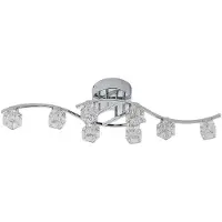 LINDBY LED-taklampe Yaro, 8 lyskilder, krom, dimbar