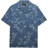 Superdry for man. M4011130A Printed shirt blue (L), Casual, Cotton, Short sleeve
