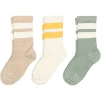 Mp Denmark Sokker - 3-pack - Anker - Gramitte Green m. Striper - - 37/39 - Sokker