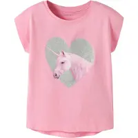 Name it T-skjorte - NmfVotia - Rosa Drikk/Glitter Unicorn - - 2 år (92) - T-skjorte