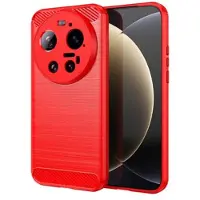 Mtp Products Xiaomi 17 Ultra børstet TPU-deksel - karbonfiber - rød