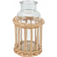 Home Styling Collection dekorflaske i vevd kurv i rotting