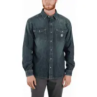Carhartt Denim Snap Front Skjorte Med Lange Ermer