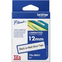 Brother TZM931 - Sort på sølv - Rull (1,2 cm x 8 m) laminert teip - for PT-D210, D600, H110, H200 P-Touch PT-1005, D450, H107 P-Touch Cube Plus PT-P710