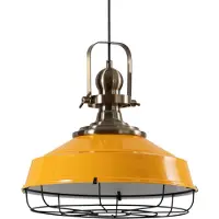 ROYALTECH Astel hengelampe, gul, Ø 41 cm, metall, detaljer i antikk messing