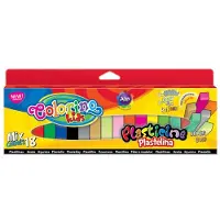 COLORINO Plastilina Kids, kvadratisk form, 18 blandede farger (gull, sølv, lyser i mørket)