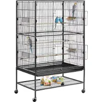 Vevor fuglebur, 800 x 520 x 1320 mm, flat topp, smijerns fuglebur med sittepinner, uttrekkbart brett og plastmatere, hjul, for papegøye, blåmeis, nymfeparakitt, kanarifugl og munkeundulat