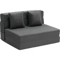 Vevor sammenleggbar sovesofa, 3-i-1 sammenleggbar sofa med 2 puter og vaskbart trekk, 25D høy tetthets minneskum, sovesofa med konverterbar lenestol, futonsofa for stue, soverom, mørkegrå (twin)
