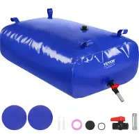 Vevor vannlagringsblære, 330L bærbar og sammenleggbar vannlagringspose, slitesterk 1000D PVC myk vannpose, lekkasjesikker campingtankbeholder for hagevanning, bobilbruk i nødstilfeller, blå