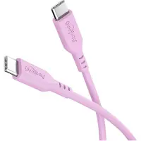 Goobay USB-C silikonkabel - 1.5m, 60W - rosa