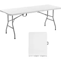 Vevor Sammenleggbart Bord, 1,8 m kraftig, bærbart, sammenleggbart bruksbord, rektangulært plastbord for innendørs og utendørs bruk med innebygd håndtak, for fest, bespisning, bryllup, arrangementer, p