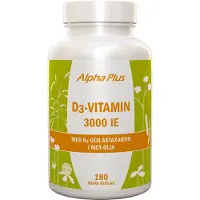 Alpha Plus D3-vitamin 3000 IE + K2, 180 kapsler