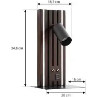 LUCANDE LED-vegglampe Tiron, høyde 35 cm, eik, USB