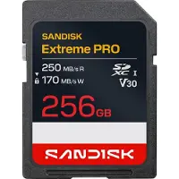 SanDisk Extreme PRO SDXC 256 GB / minnekort for 4K UHD-video / raskt SDXC-kort 250 MB/s