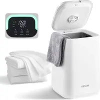 Vevor håndklevarmere til badet, håndklevarmerbøtte med barnesikring og indikator for høy temperatur og 24-timers forsinkelse og automatisk avstengning. Plass til opptil 4 store badehåndklær, tepper, k