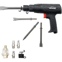 Vevor Lufthammer, 2500-2700 slag per minutt pneumatisk hammer med 70 mm slaglengde og 4 stk. 170 mm lange meisler, pistolgrep kompakt luftmeisel pneumatisk spadeverktøy for kutting, skraping og riving