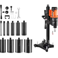 Vevor diamantkjerneboremaskin, 20–254 mm borediameter, stativmontert tørr- og våtkjerneborrigg for betong med 10 bor, 535/920 o/min, 2 hastigheter, UNC1 1/4-7 gjenger, for betong og murstein, 2500 W