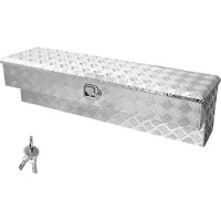 Vevor Verktøykasse for lasteplan, kraftig verktøykasse i aluminium med slitebanemønstre, verktøykasse med lås og nøkkel, ideell for pickup, lasteplan, bobil, tilhenger, 1219 x 340 x 330 mm, sølv
