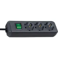 Brennenstuhl Eco-Line med bryter 3-veis svart 1,5m