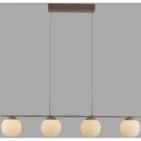 JUST LIGHT LED-hengelampe Nami, 4 lyskilder, lang, sandfarget, hvit, glass, jern