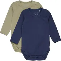 Minymo Body I/e - 2-pack - Dark Navy - - 1½ år (86) - Langermet Body