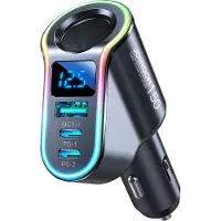 JOYROOM JR-CL21 4-i-1 hurtigbilladere - USB-A QC3.0 & 2x USB-C PD - 150W - Svart