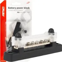 Amio fordelingsblokk for minus/masse på skinne m6 12V - 48V 150A -03809