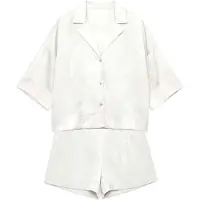 Gisela Shorts&shirt Satin Jacquard Fabric Pysjamas Med 3/4 Ermer