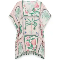 Gisela Tropical Print Kaftan Kort Ermet Kjole
