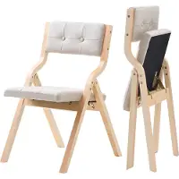 Vevor Treklappstoler med pute, sett med 2, Bærbar sammenleggbar putestol med treramme, Moderne polstret spisestuestol for kjøkken, kontor, bryllup, fest, spisestue, Enkel montering, Beige