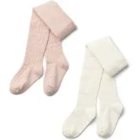 Wheat Strømpebukser - Pointelle - Izzy - 2-pack - Powder m. Hull - - 86/92 - Strømpebukser
