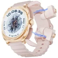 Mtp Products GT99 2-i-1 sports-smartklokke med trådløse øretelefoner - gull / rosa