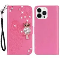 Mtp Products iPhone 15 Pro Max Uggle Rhinestone Lommebok-deksel - Varm Rosa