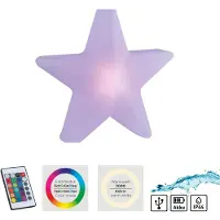 JUST LIGHT LED-dekorasjonsbelysning med batteri, Star, høyde 55 cm, IP44, hvit, RGBW