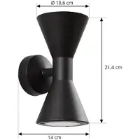 LUCANDE utendørs vegglampe Xalor, svart, IP65, metall, GU10