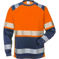 Fristads Langermet T-skjorte 7457 THV klasse 2 Varseloransje/marineblå 2XL
