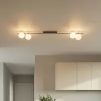 TK Lighting Taklampe Imelo, brun, 4 lyskilder, glass, lengde 140 cm