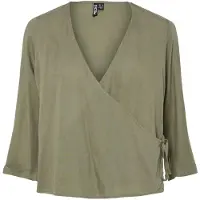 Pieces Pcpia 3/4 Linen Blend Omslagsbluse